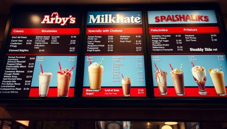 arby's milkshakes menu with prices