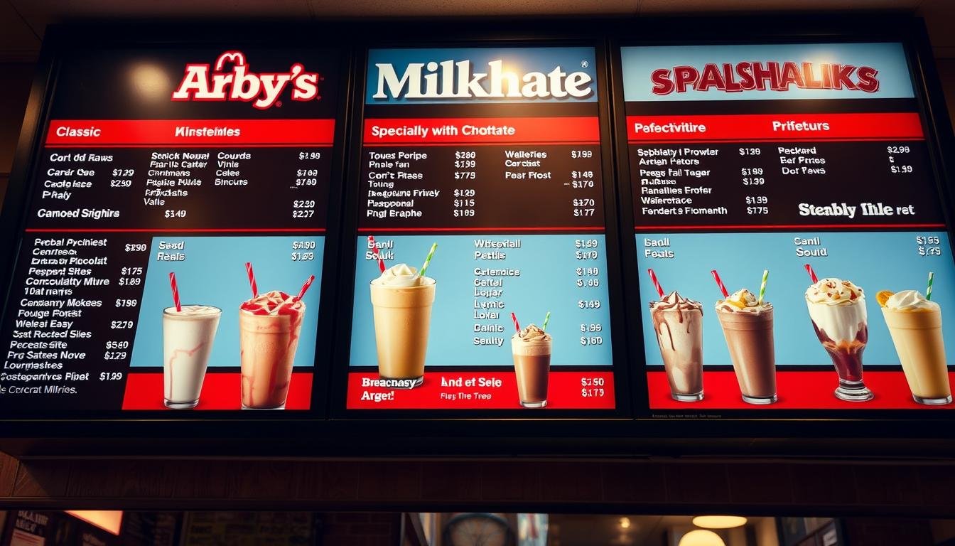 arby's milkshakes menu with prices